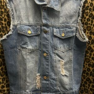 Distressed Denim Vest